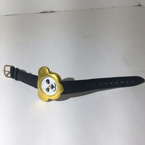 Steiff Teddys Watch-Black Learher Band.New battery